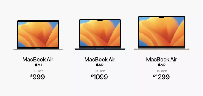 comparison macbook air 15 inch