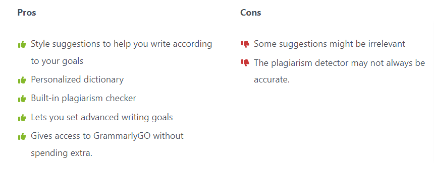 grammarly premium pros and cons