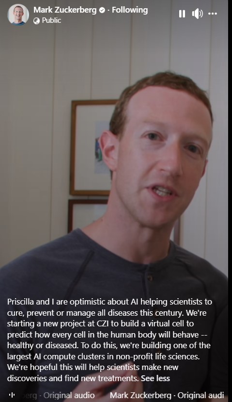 Ai in healthcare Mark Zuckerberg Announcement