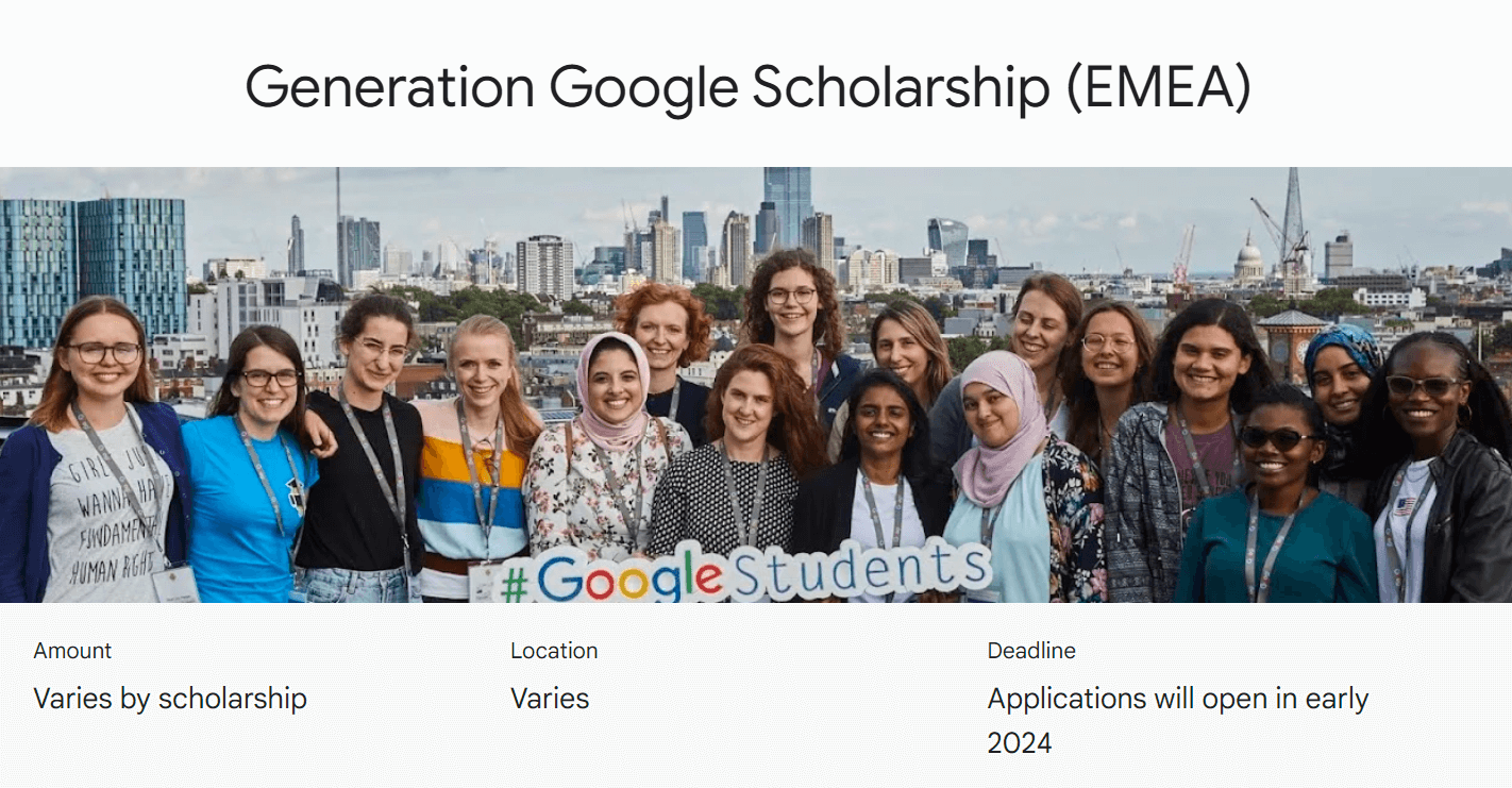 Generation Google Scholarship (EMEA) Women in Computer Science