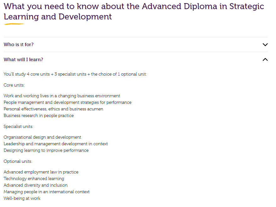Advanced Diploma in Strategic Learning and Development